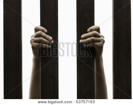 Hands Holding Bars Isolated On White Background