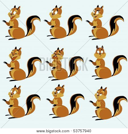 Colored Background With Nine Squirrels