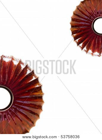 Glossy Mango Wood  Painting Vase Isolated On White Background