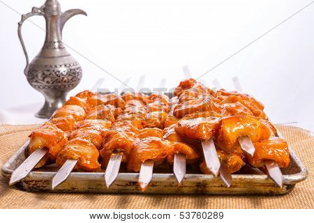 Seasoned Chicken Skewers Ready To Grill