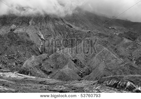 Burnt area at the slope of Mt. Merapi volcano