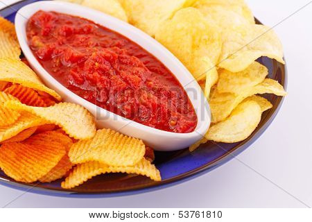 Potato Chips And Red Sauce