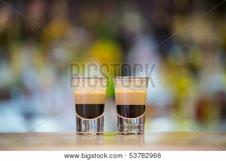 Pair of B52 shots on a bar