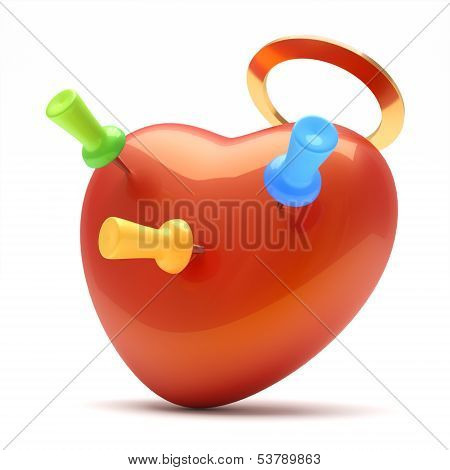 Red Heart With Pins