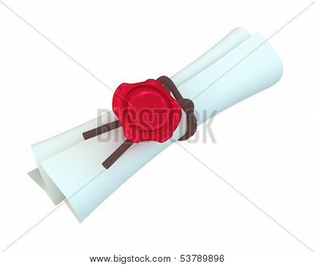 Roll Of Paper With Red Stamp