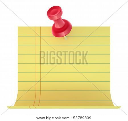 Yellow sticker with red pin