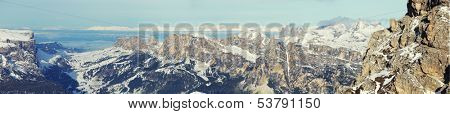 Panorama of the Dolomites from Lagazuoi Peak, Italy, Europe