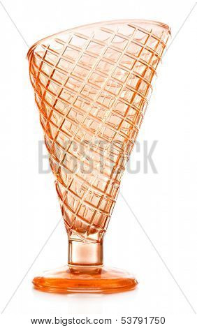 Empty glass ice cream dish isolated on white