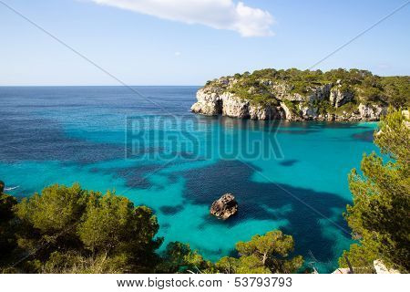 Cala Macarella Ciutadella Menorca turquoise Mediterranean sea in Balearic islands