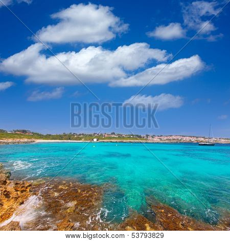 Binibeca beach in Menorca at Binibequer Vell village of Balearic islands
