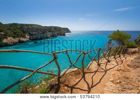 Cala Macarella Ciudadela Menorca turquoise Mediterranean sea in Balearic islands