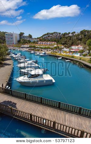 Menorca Cala Galdana boats river in Ciutadella at Balearic islands
