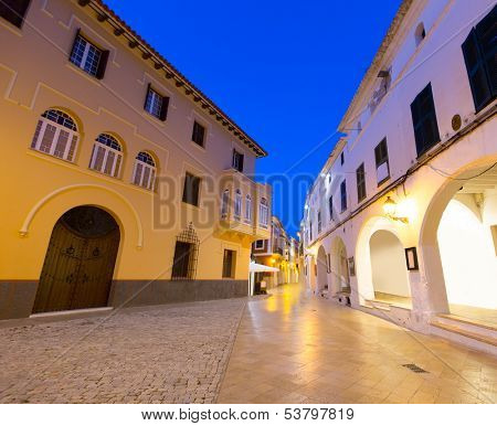 Ciutadella Menorca Ses Voltes arches Ciudadela downtown in Balearic islands