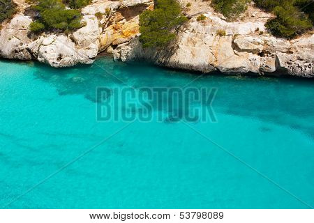 Cala Macarella Ciudadela Menorca turquoise Mediterranean sea in Balearic islands