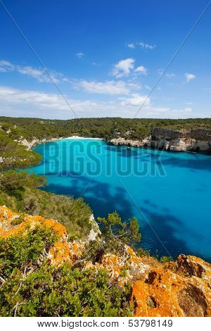 Cala Macarella Ciudadela Menorca turquoise Mediterranean sea in Balearic islands