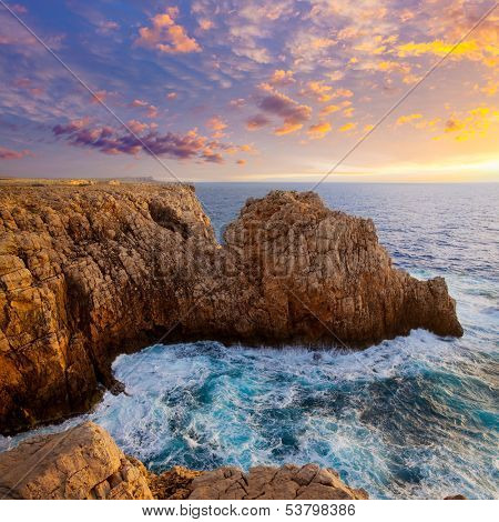 Menorca Punta Nati sunset in Ciutadella Balearic Islands at Mediterranean sea