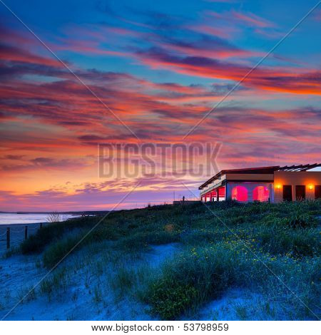 Menorca sunset in Son Bou beach of Alaior at Balearic Islands