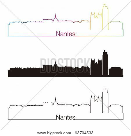 Nantes Skyline Linear Style With Rainbow