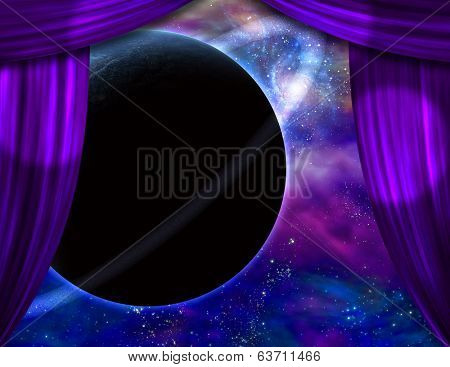 Alien world behind curtains
