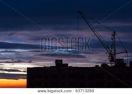 Silhouette Of Building Crane