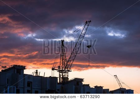 Silhouette Of Building Crane