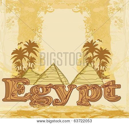 Vintage Frame With Pyramids Giza
