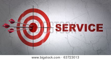 Business concept: target and Service on wall background