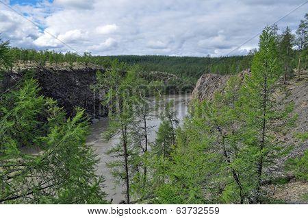 Canyon Of The Mountain River In Yakutia.