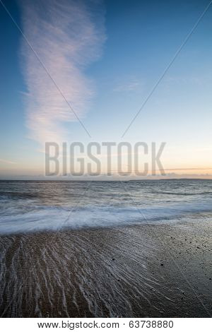Stunning Sunset Over Beach Long Exposure Landscape