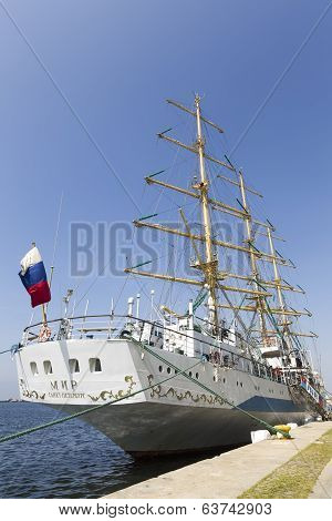 Russian Sailing Boat 'mir' Docks In Greece