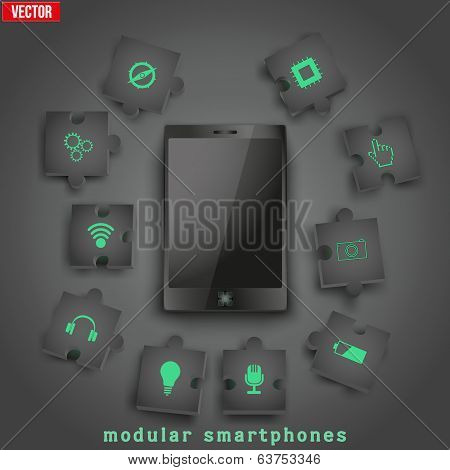 Concept of Modular smartphone. Background Illustation.