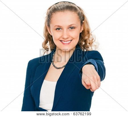 woman pointing her finger at you