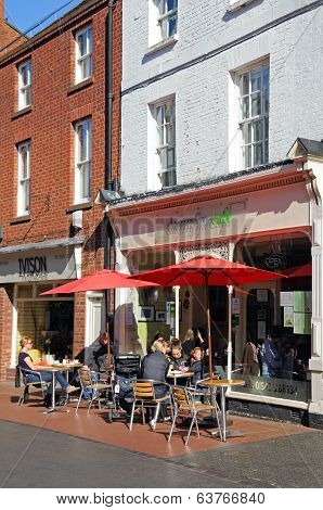 Pavement cafe, Lichfield, England.