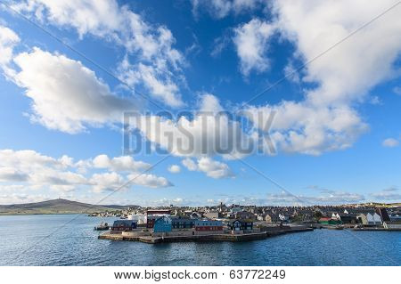 Lerwick Town Center Under Blue Sky