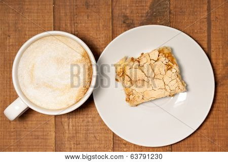 Morning Cappuccino Coffee And Homemade Cake Pastry