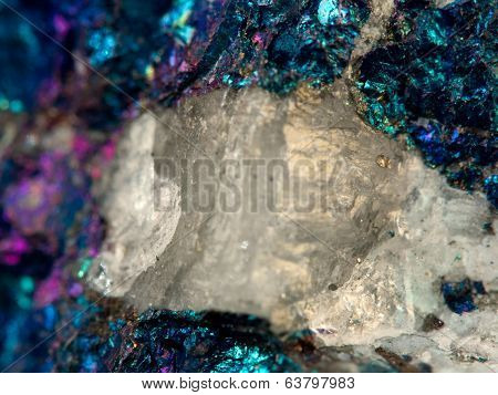 Crystal,nugget, Gold, Bronze, Copper, Iron. Macro