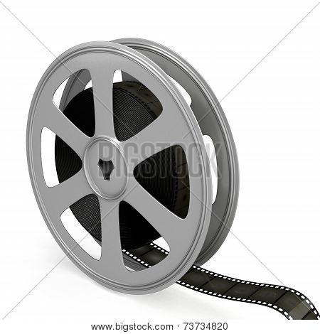 Film Reel Over White Background.
