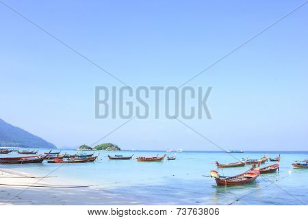 LIPE ISLAND, SATUN, THAILAND - SEP29, 2014: Longtail Boat For Visit Beautiful Beach