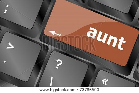 Aunt Word On Keyboard Key, Notebook Computer