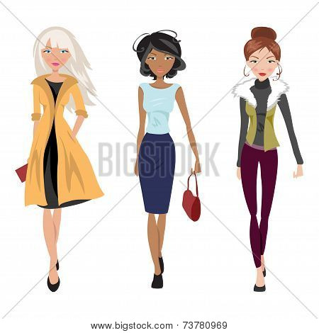 Illustration Fashionable Girls