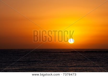 Glorious Completed Sunrise Over Ocean, Clear Day