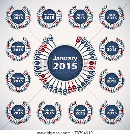 Vector calendar 2015 template