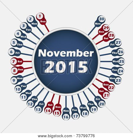Vector calendar 2015 November template