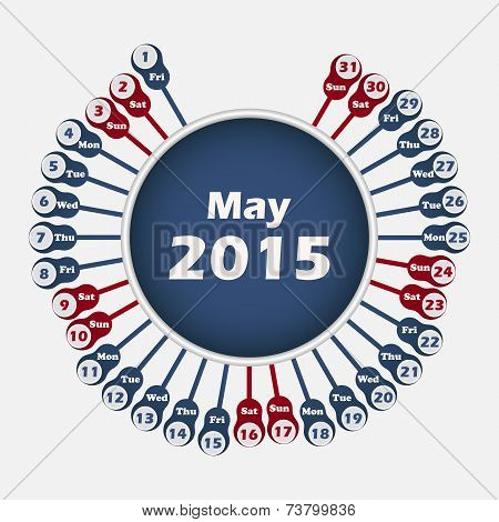 Vector calendar 2015 May template