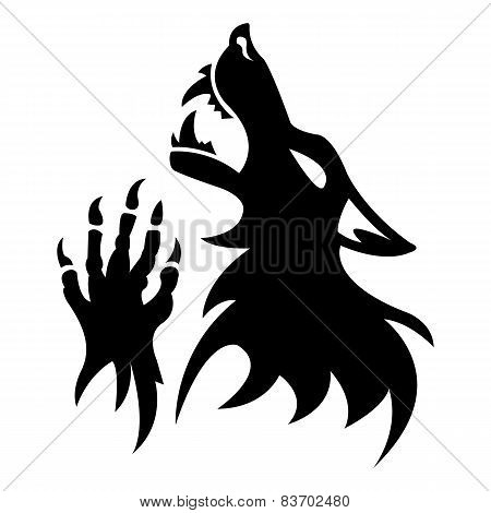 Vector werewolf stencil. Black tattoo.