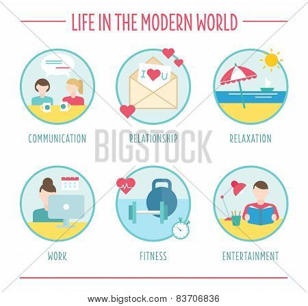 lifestyle elements for infographics, flat vector