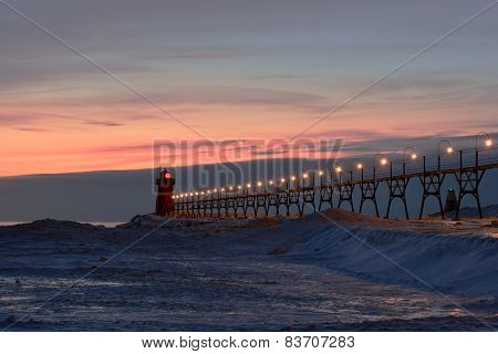 South Haven Lighthouse at Dusk