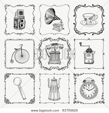 Vintage icons and frames