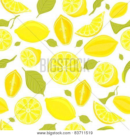 Seamless Pattern Of Different Vector Lemons