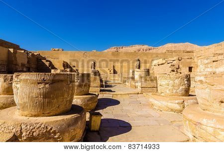 Ancient Columns In The Medinet Habu Temple - Egypt
